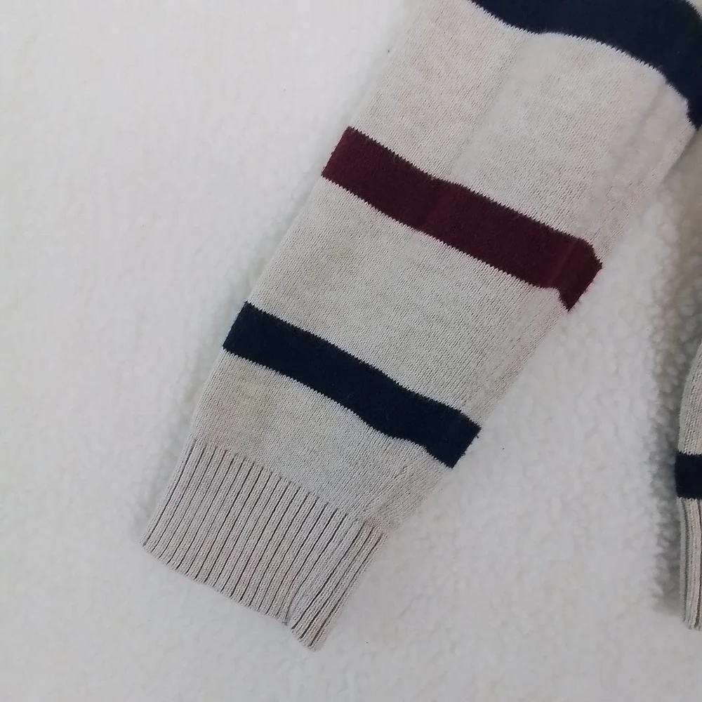 Children's Place Cotton Crew Neck Knit Sweater Size Large in‎ Tan w/ Stripes